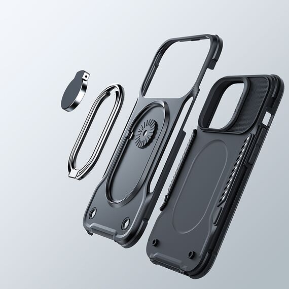 Joyroom Dual Hinge case for iPhone 14 armored case with a stand and a ring holder black - Apple Cases - Cases - Techbox