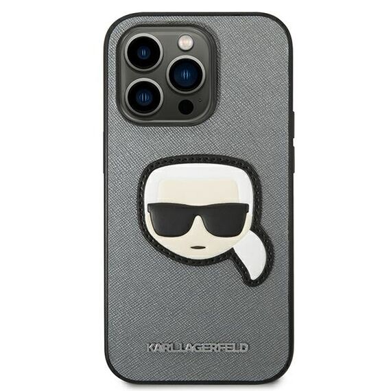 Karl Lagerfeld KLHCP14LSAPKHG iPhone 14 Pro 6,1" srebrny/silver hardcase Saffiano Karl`s Head Patch - Apple Cases - Cases - Techbox