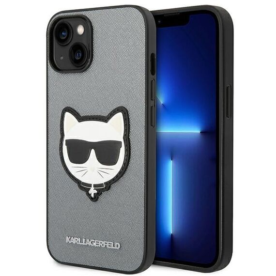 Karl Lagerfeld KLHCP14MSAPCHG iPhone 14 Plus 6,7" hardcase srebrny/silver Saffiano Choupette Head Patch | Techbox