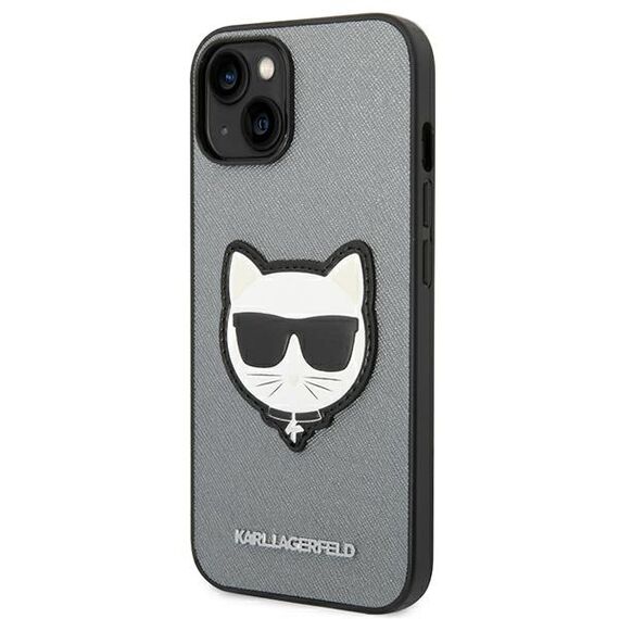 Karl Lagerfeld KLHCP14MSAPCHG iPhone 14 Plus 6,7" hardcase srebrny/silver Saffiano Choupette Head Patch | Techbox