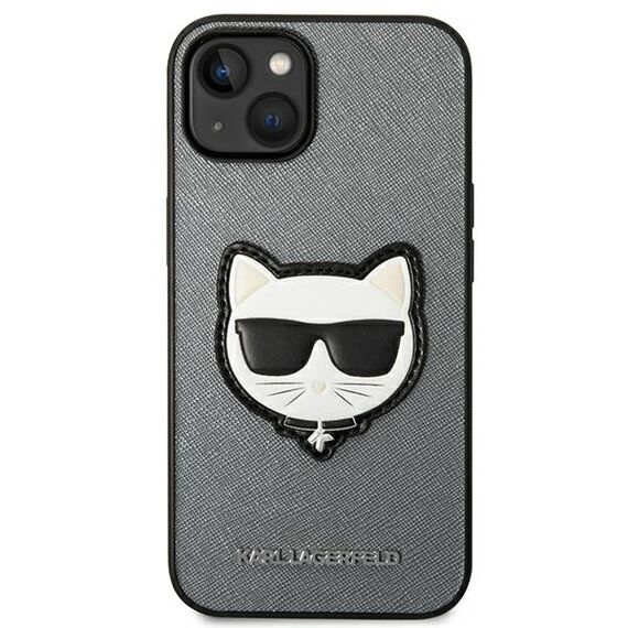 Karl Lagerfeld KLHCP14MSAPCHG iPhone 14 Plus 6,7" hardcase srebrny/silver Saffiano Choupette Head Patch | Techbox