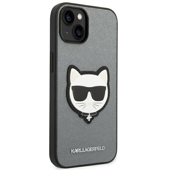 Karl Lagerfeld KLHCP14MSAPCHG iPhone 14 Plus 6,7" hardcase srebrny/silver Saffiano Choupette Head Patch | Techbox