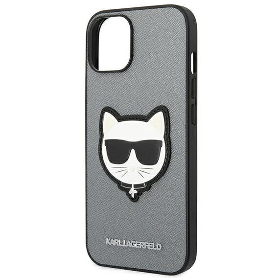 Karl Lagerfeld KLHCP14MSAPCHG iPhone 14 Plus 6,7" hardcase srebrny/silver Saffiano Choupette Head Patch | Techbox
