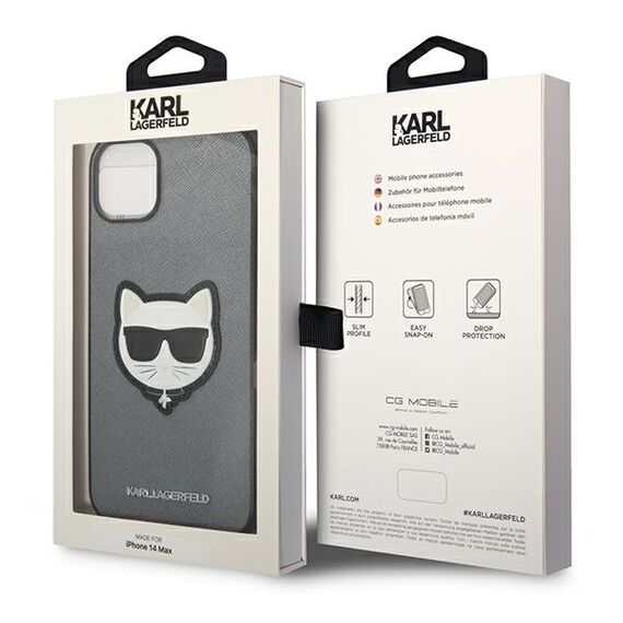 Karl Lagerfeld KLHCP14MSAPCHG iPhone 14 Plus 6,7" hardcase srebrny/silver Saffiano Choupette Head Patch | Techbox