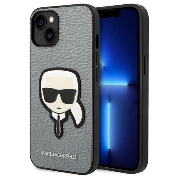Karl Lagerfeld KLHCP14MSAPKHG iPhone 14 Plus 6,7" srebrny/silver hardcase Saffiano Karl`s Head Patch - Apple Cases - Cases - Techbox