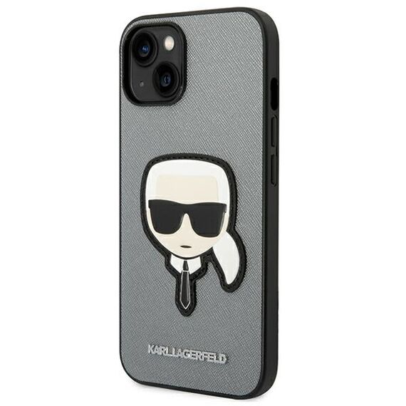 Karl Lagerfeld KLHCP14MSAPKHG iPhone 14 Plus 6,7" srebrny/silver hardcase Saffiano Karl`s Head Patch - Apple Cases - Cases - Techbox