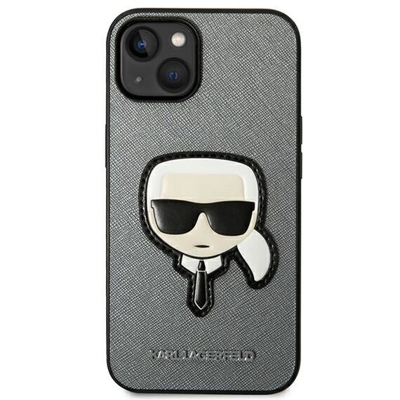 Karl Lagerfeld KLHCP14MSAPKHG iPhone 14 Plus 6,7" srebrny/silver hardcase Saffiano Karl`s Head Patch - Apple Cases - Cases - Techbox