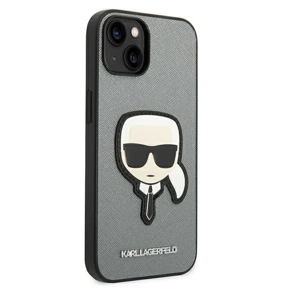 Karl Lagerfeld KLHCP14MSAPKHG iPhone 14 Plus 6,7" srebrny/silver hardcase Saffiano Karl`s Head Patch - Apple Cases - Cases - Techbox