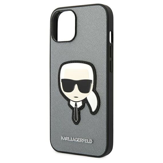 Karl Lagerfeld KLHCP14MSAPKHG iPhone 14 Plus 6,7" srebrny/silver hardcase Saffiano Karl`s Head Patch - Apple Cases - Cases - Techbox