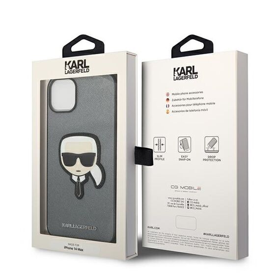 Karl Lagerfeld KLHCP14MSAPKHG iPhone 14 Plus 6,7" srebrny/silver hardcase Saffiano Karl`s Head Patch - Apple Cases - Cases - Techbox