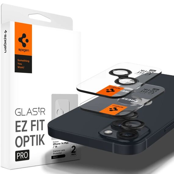 Spigen OPTIK.TR "EZ FIT" CAMERA PROTECTOR 2-PACK IPHONE 14/14 PLUS BLACK COVER - Apple iPhone - Screen & Camera Protection - Techbox