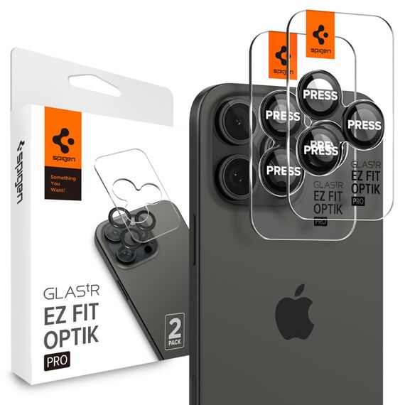 Spigen OPTIK.TR "EZ FIT" CAMERA PROTECTOR 2-PACK IPHONE 14 PRO / 14 PRO MAX BLACK COVER - Apple iPhone - Screen & Camera Protection - Techbox