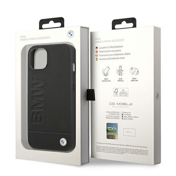 Case BMW BMHCP14MSLLBK iPhone 14 Plus 6.7 "black / black Leather Stamp | Techbox