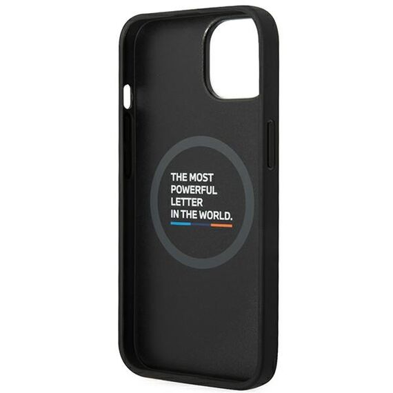 Case BMW BMHMP14M22PTDK iPhone 14 Plus 6.7 "black / black Leather Stamp Tricolor Magsafe | Techbox