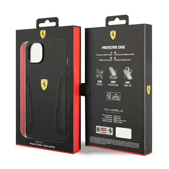 Ferrari FEHCP14MRBUK iPhone 14 Plus 6.7 "black / black hardcase Leather Stamp Sides - Apple Cases - Cases - Techbox