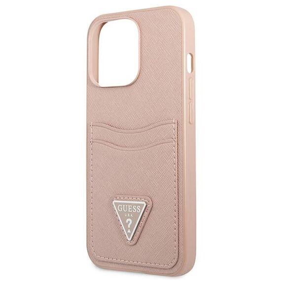 Guess GUHCP13LPSATPP iPhone 13 Pro / 13 6.1 "pink / pink hardcase SaffianoTriangle Logo Cardslot | Techbox