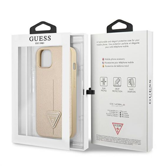 Guess GUHCP13SPSATLE iPhone 13 mini 5,4" beÅ¼owy/beige hardcase SaffianoTriangle Logo - Apple Cases - Cases - Techbox
