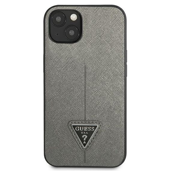 Guess GUHCP13SPSATLG iPhone 13 mini 5,4 "silver / silver hardcase SaffianoTriangle Logo | Techbox