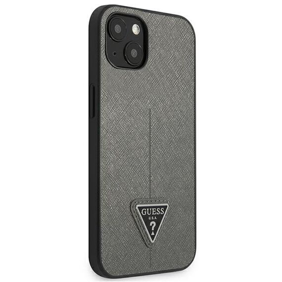 Guess GUHCP13SPSATLG iPhone 13 mini 5,4 "silver / silver hardcase SaffianoTriangle Logo | Techbox