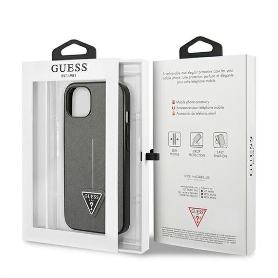 Guess GUHCP13SPSATLG iPhone 13 mini 5,4 "silver / silver hardcase SaffianoTriangle Logo | Techbox