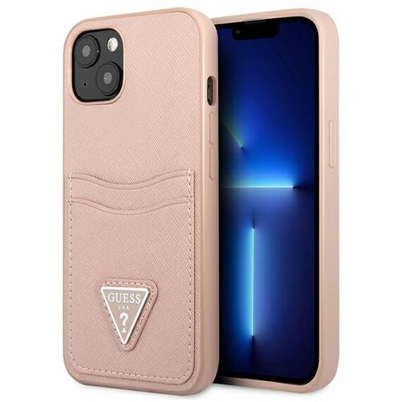 Guess GUHCP13SPSATPP iPhone 13 mini 5,4 "pink / pink hardcase SaffianoTriangle Logo Cardslot | Techbox