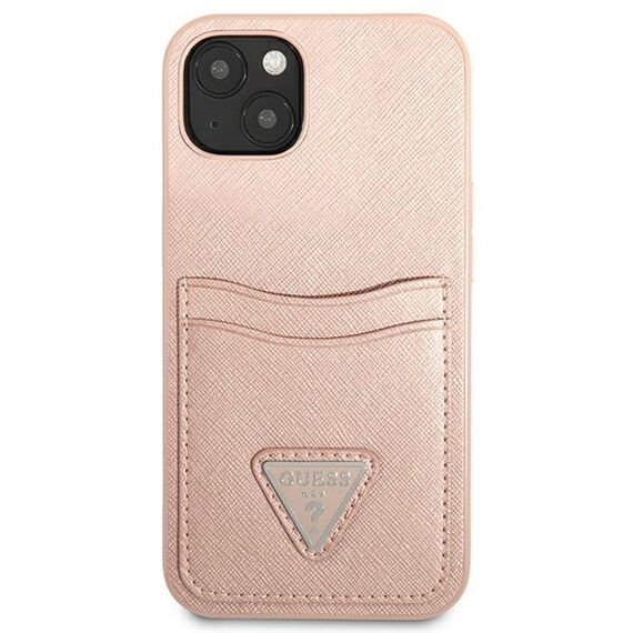 Guess GUHCP13SPSATPP iPhone 13 mini 5,4 "pink / pink hardcase SaffianoTriangle Logo Cardslot | Techbox