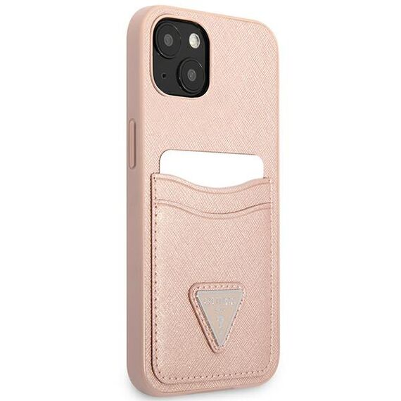 Guess GUHCP13SPSATPP iPhone 13 mini 5,4 "pink / pink hardcase SaffianoTriangle Logo Cardslot | Techbox