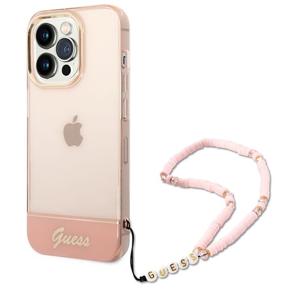 Guess GUHCP14LHGCOHP iPhone 14 Pro 6.1" pink/pink hardcase Translucent Pearl Strap - Apple Cases - Cases - Techbox