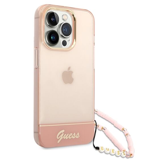 Guess GUHCP14LHGCOHP iPhone 14 Pro 6.1" pink/pink hardcase Translucent Pearl Strap - Apple Cases - Cases - Techbox