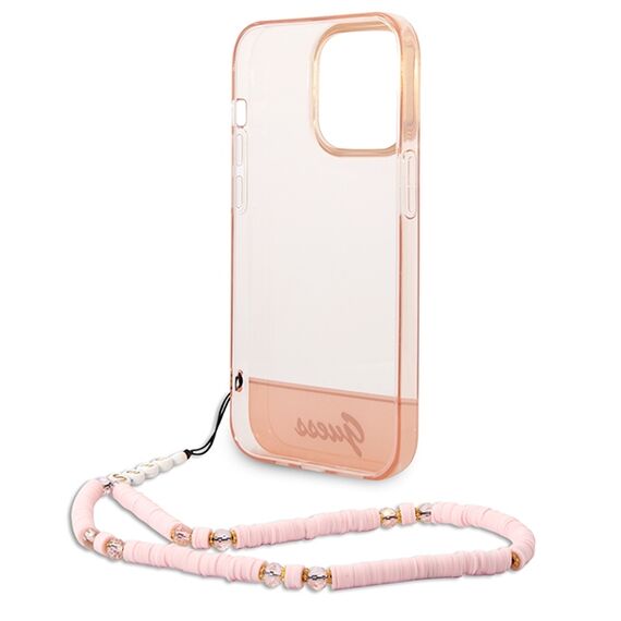 Guess GUHCP14LHGCOHP iPhone 14 Pro 6.1" pink/pink hardcase Translucent Pearl Strap - Apple Cases - Cases - Techbox