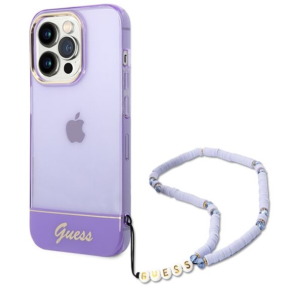 Guess GUHCP14LHGCOHU iPhone 14 Pro 6.1" purple/purple hardcase Translucent Pearl Strap - Apple Cases - Cases - Techbox
