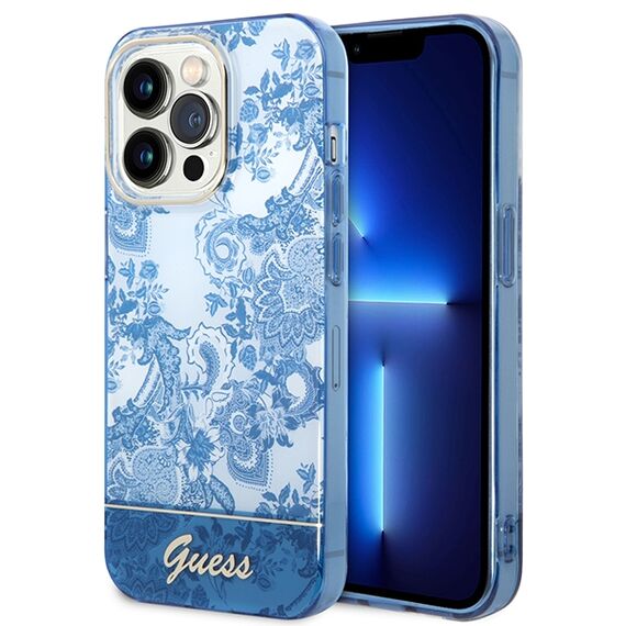 Guess GUHCP14LHGPLHB iPhone 14 Pro 6.1" blue/blue hardcase Porcelain Collection - Apple Cases - Cases - Techbox