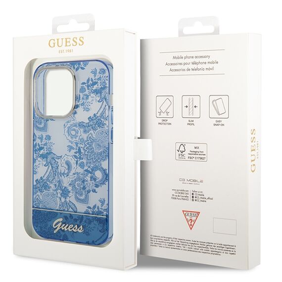 Guess GUHCP14LHGPLHB iPhone 14 Pro 6.1" blue/blue hardcase Porcelain Collection - Apple Cases - Cases - Techbox