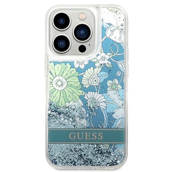 Guess GUHCP14LLFLSN iPhone 14 Pro 6.1" green/green hardcase Flower Liquid Glitter | Techbox