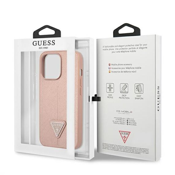 Guess GUHCP14LPSATLP iPhone 14 Pro 6,1" rÃ³Å¼owy/pink hardcase SaffianoTriangle Logo - Apple Cases - Cases - Techbox