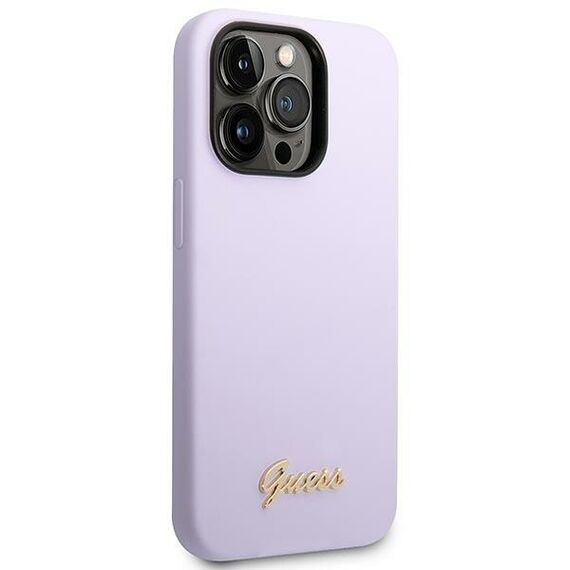 Guess GUHCP14LSLSMU iPhone 14 Pro 6.1" purple/purple hard case Silicone Vintage Gold Logo | Techbox