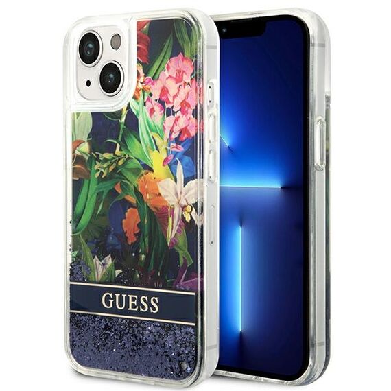 Guess GUHCP14MLFLSB iPhone 14 Plus 6,7" niebieski/blue hardcase Flower Liquid Glitter - Apple Cases - Cases - Techbox