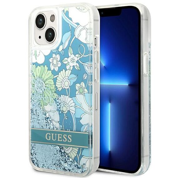 Guess GUHCP14MLFLSN iPhone 14 Plus 6,7" zielony/green hardcase Flower Liquid Glitter - Apple Cases - Cases - Techbox