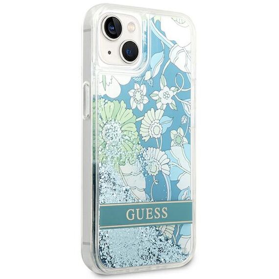 Guess GUHCP14MLFLSN iPhone 14 Plus 6,7" zielony/green hardcase Flower Liquid Glitter - Apple Cases - Cases - Techbox