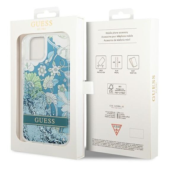 Guess GUHCP14MLFLSN iPhone 14 Plus 6,7" zielony/green hardcase Flower Liquid Glitter - Apple Cases - Cases - Techbox