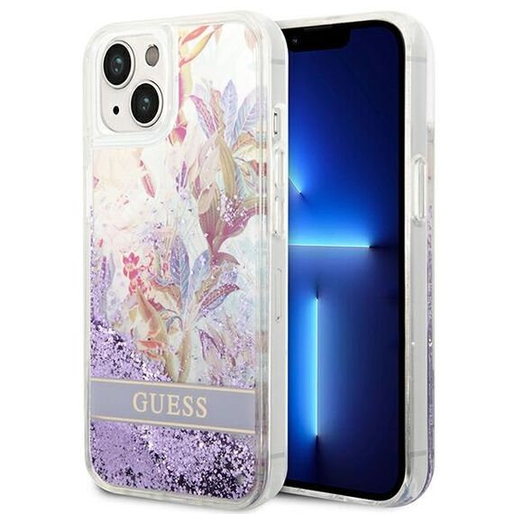 Guess GUHCP14MLFLSU iPhone 14 Plus 6,7" fioletowy/purple hardcase Flower Liquid Glitter - Apple Cases - Cases - Techbox