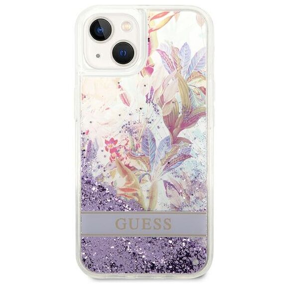 Guess GUHCP14MLFLSU iPhone 14 Plus 6,7" fioletowy/purple hardcase Flower Liquid Glitter - Apple Cases - Cases - Techbox