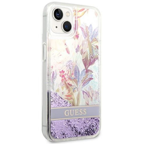 Guess GUHCP14MLFLSU iPhone 14 Plus 6,7" fioletowy/purple hardcase Flower Liquid Glitter - Apple Cases - Cases - Techbox