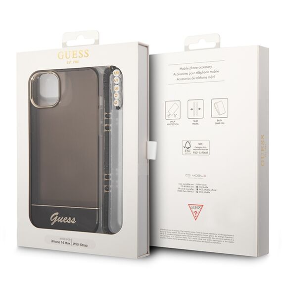 Guess GUHCP14SHGCOHK iPhone 14 6.1 "black / black hardcase Translucent Pearl Strap - Apple Cases - Cases - Techbox