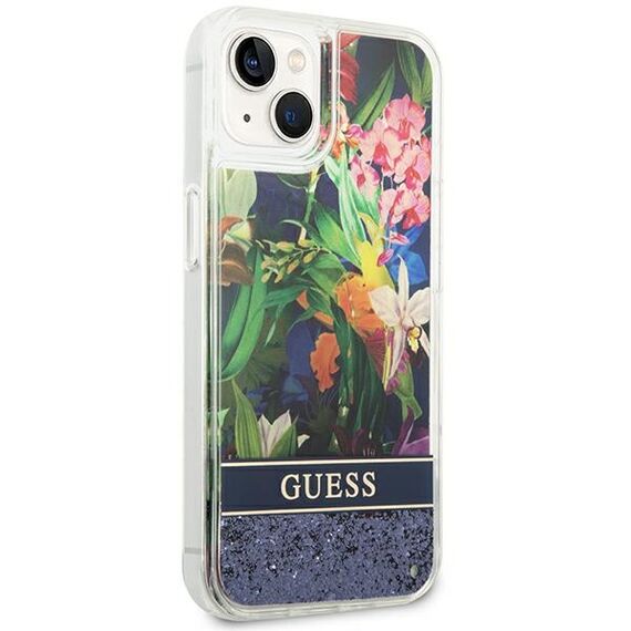 Guess GUHCP14SLFLSB iPhone 14 6.1 "blue / blue hardcase Flower Liquid Glitter - Apple Cases - Cases - Techbox