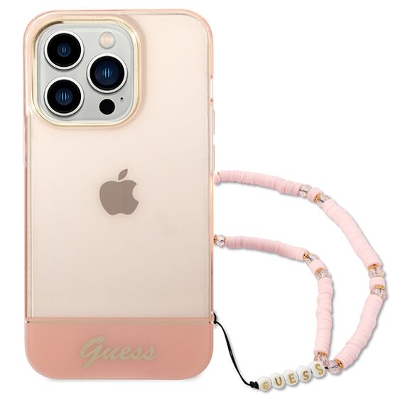 Guess GUHCP14XHGCOHP iPhone 14 Pro Max 6.7" pink/pink hardcase Translucent Pearl Strap | Techbox