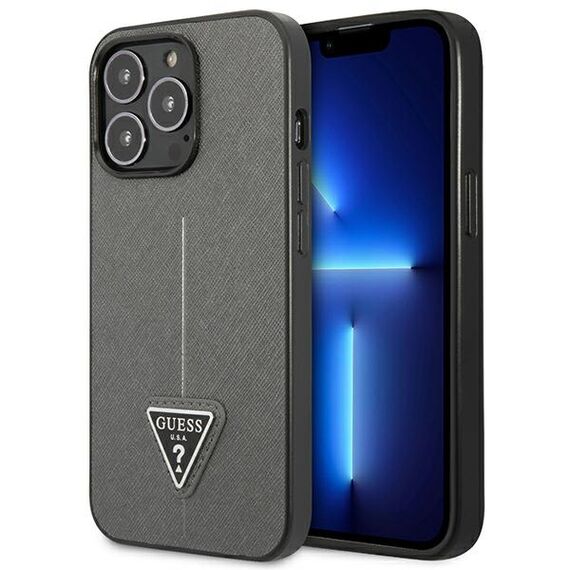 Guess GUHCP14XPSATLG iPhone 14 Pro Max 6.7 "silver / silver hardcase SaffianoTriangle Logo - Apple Cases - Cases - Techbox