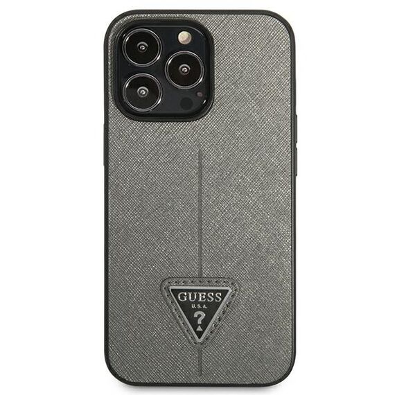 Guess GUHCP14XPSATLG iPhone 14 Pro Max 6.7 "silver / silver hardcase SaffianoTriangle Logo - Apple Cases - Cases - Techbox