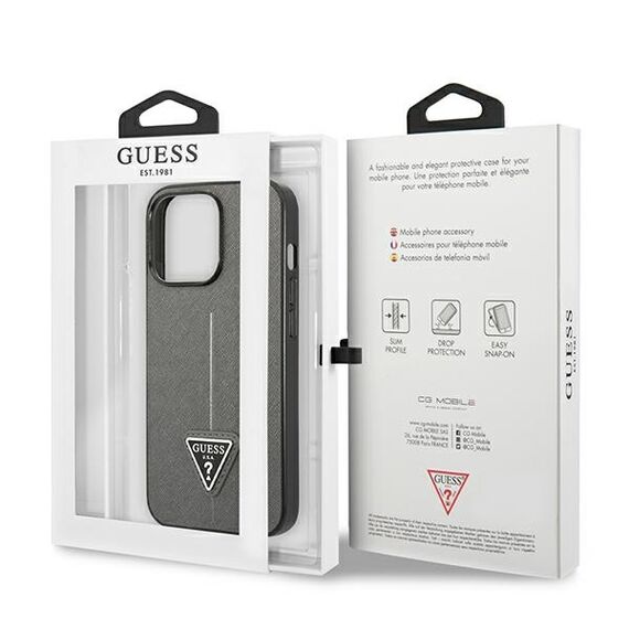 Guess GUHCP14XPSATLG iPhone 14 Pro Max 6.7 "silver / silver hardcase SaffianoTriangle Logo - Apple Cases - Cases - Techbox