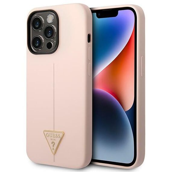 Guess GUHCP14XSLTGP iPhone 14 Pro Max 6.7" pink/pink hardcase Silicone Triangle - Apple Cases - Cases - Techbox